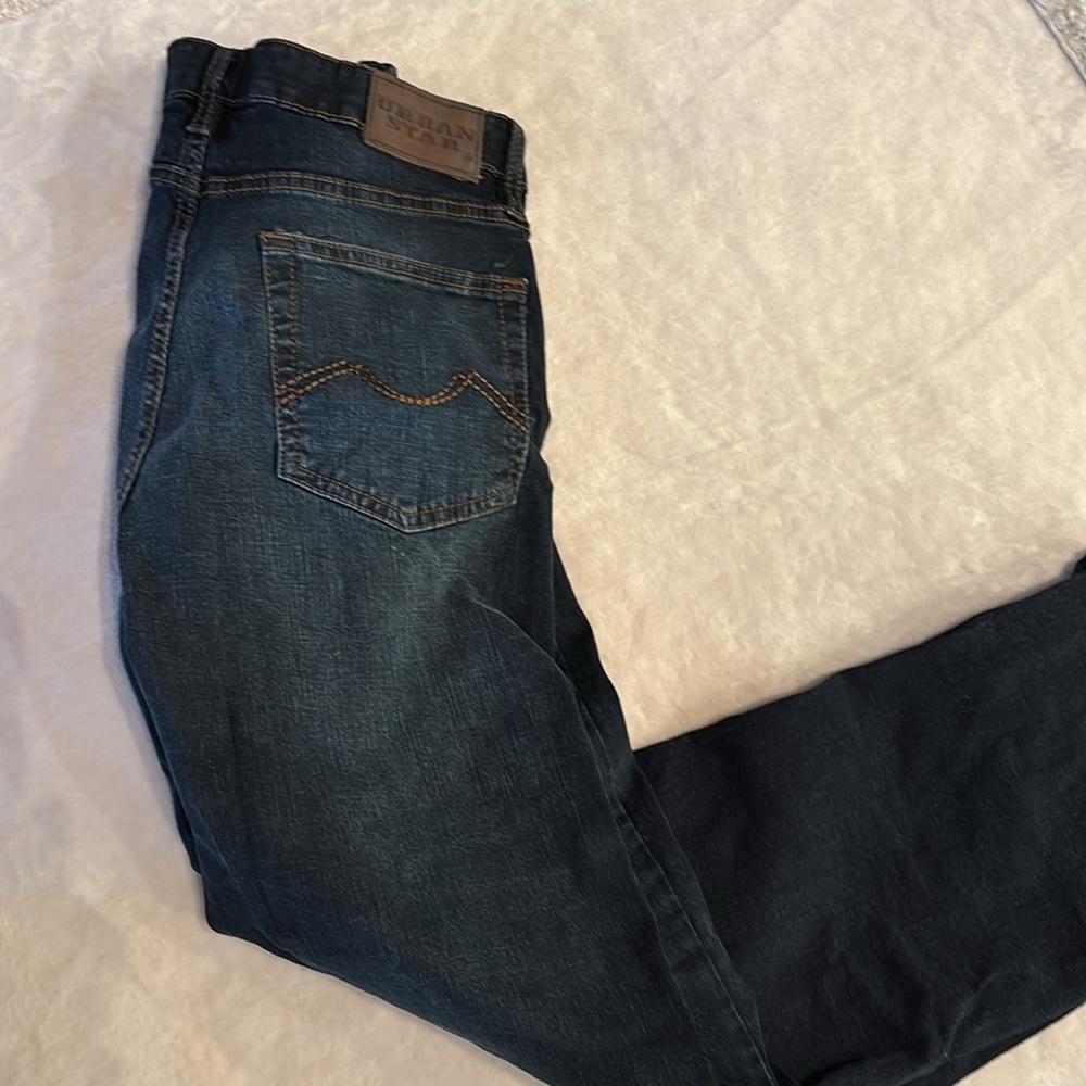 Urban Star Mens Jeans Relaxed Fit 34/30 34 30 dark wash distressed denim - Picture 5 of 8